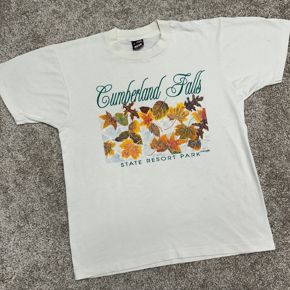 Vintage Cumberland Falls State Park Shirt 1993 Men Size Large Made In USA Leaves